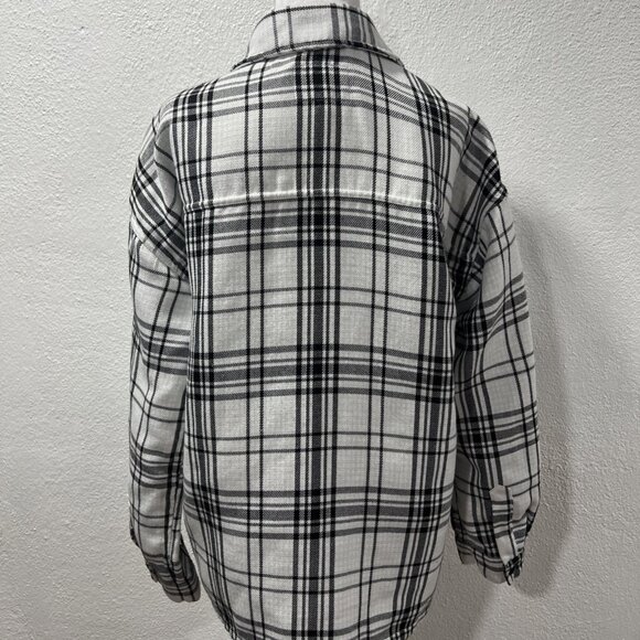 Velvet Heart Flannel Jacket Women’s Medium White Black Plaid Academia Heavy - Picture 7 of 14